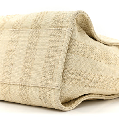 Chanel Straw Raffia Calfskin Striped Large Deauville Tote Beige 8 of 11