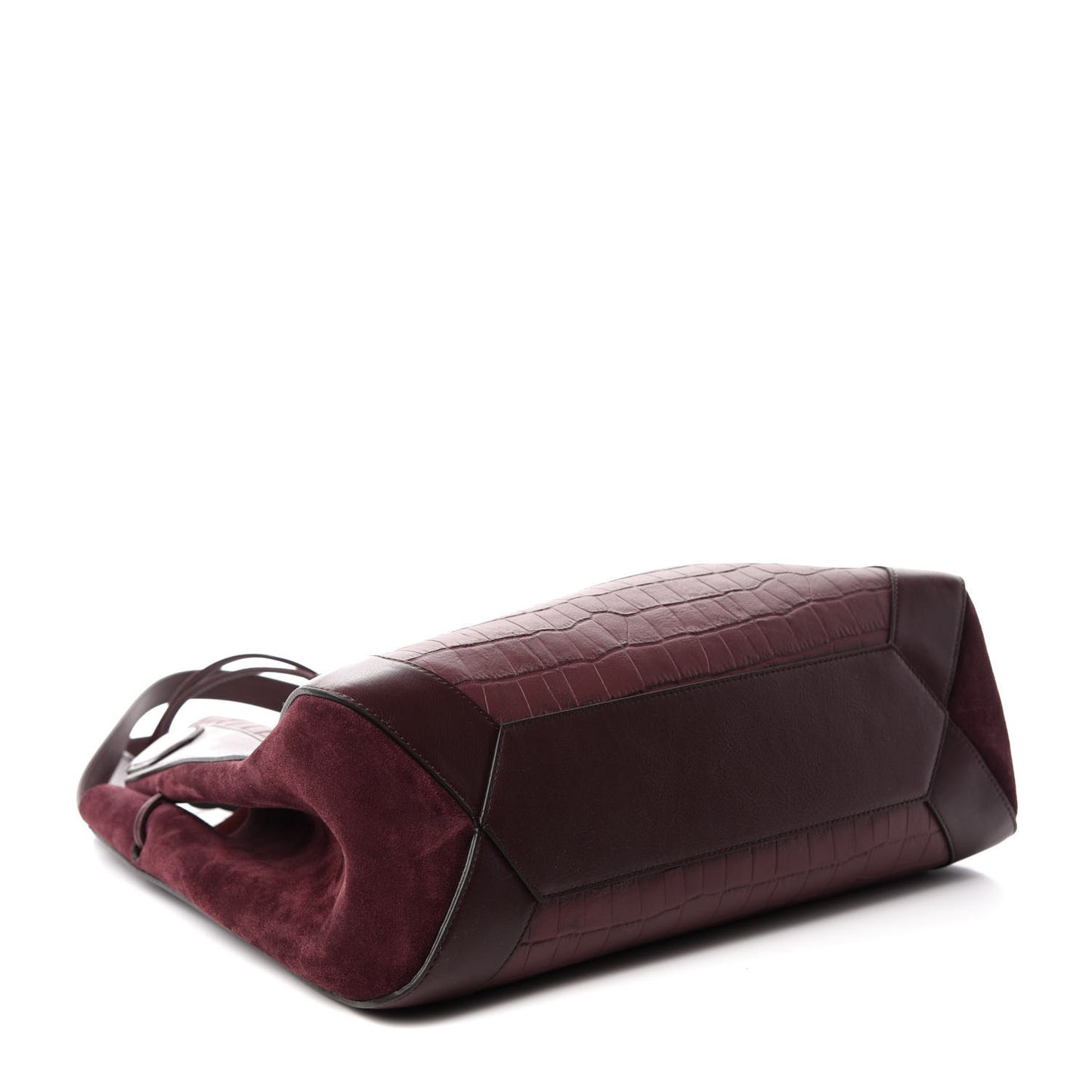Crocodile Embossed Matte Calfskin Millie Tote Burgundy