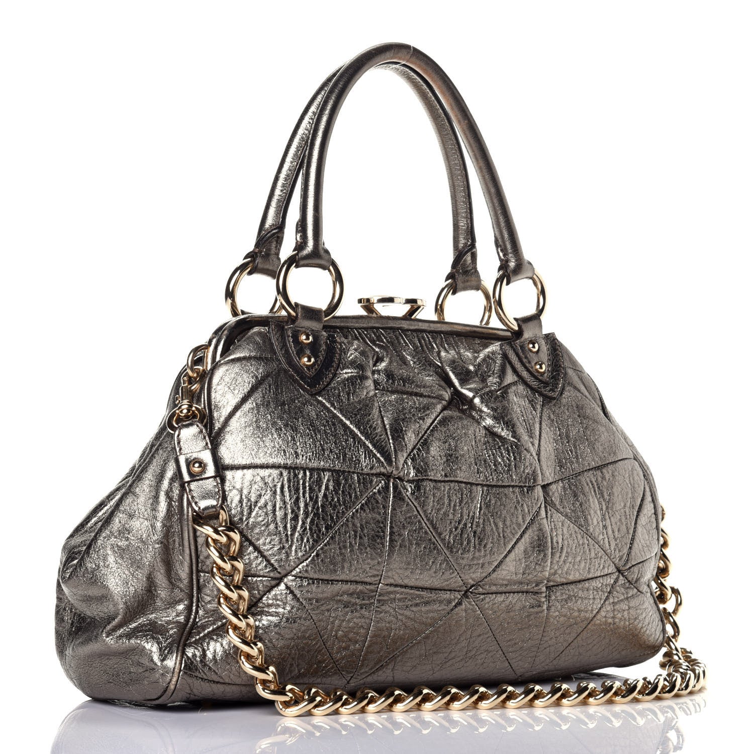 Marc Jacobs Metallic Calfskin Patchwork Stam Bronze 4 of 9