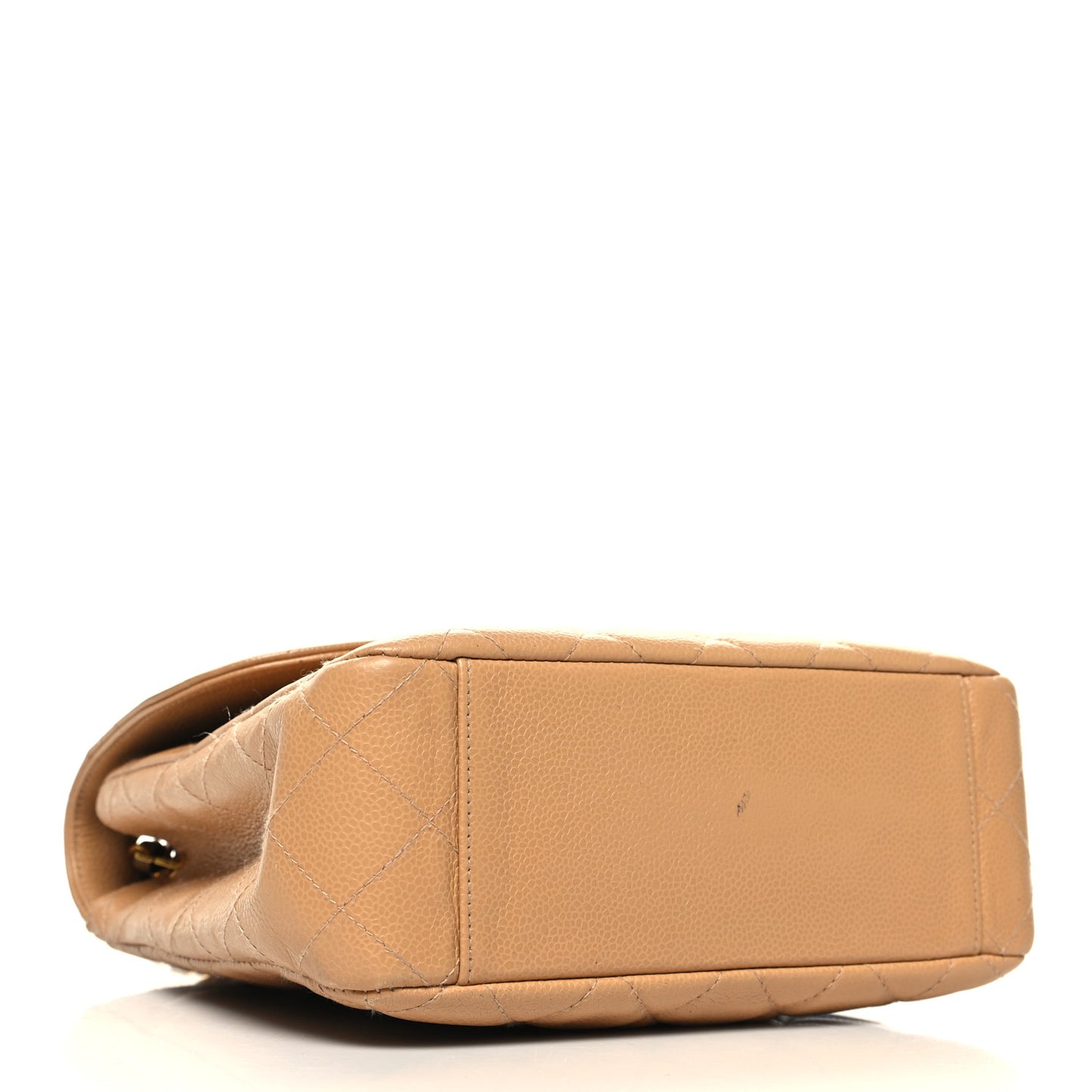 Caviar Quilted Flap Shoulder Bag Beige