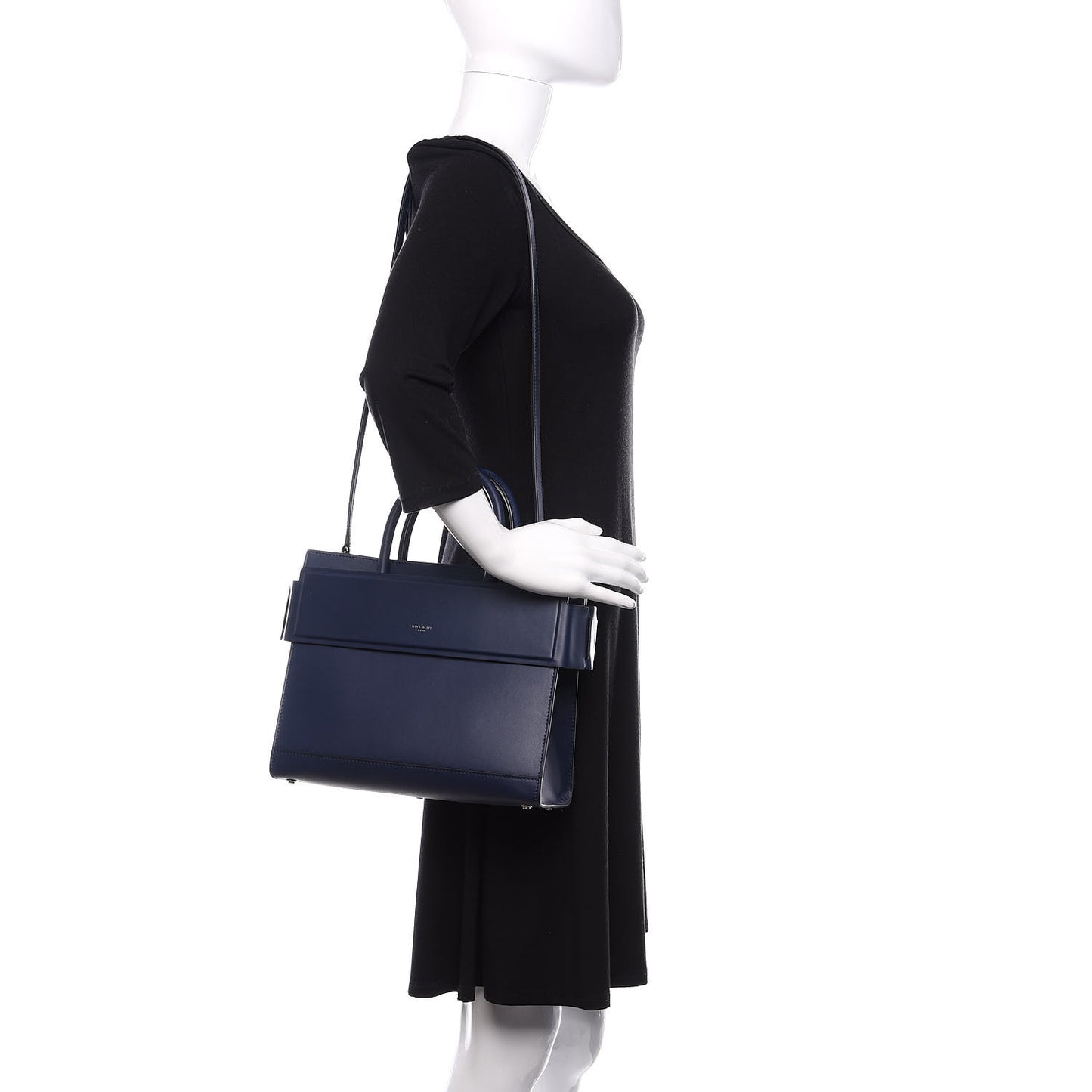 Smooth Calfskin Small Horizon Satchel Navy