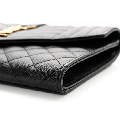 Saint Laurent Grain De Poudre Textured Mixed Matelasse Triquilt Monogram Clutch Black 10 of 15
