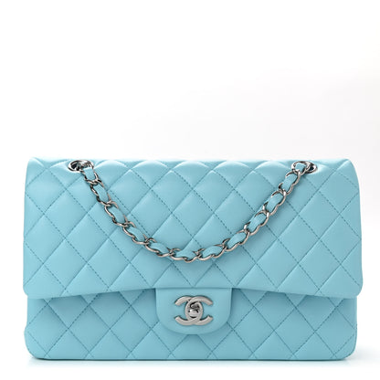 Chanel Lambskin Quilted Medium Double Flap Neon Blue 1 of 11