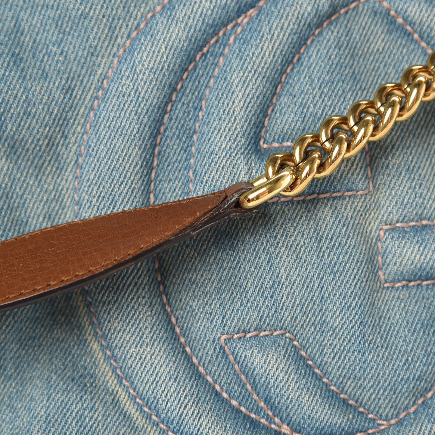 Denim Medium Soho Chain Shoulder Bag Blue