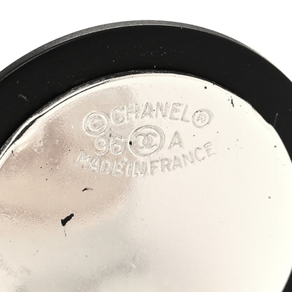 Chanel CC Crystal Studded Round Clip On Earrings Black Silver 4 of 4