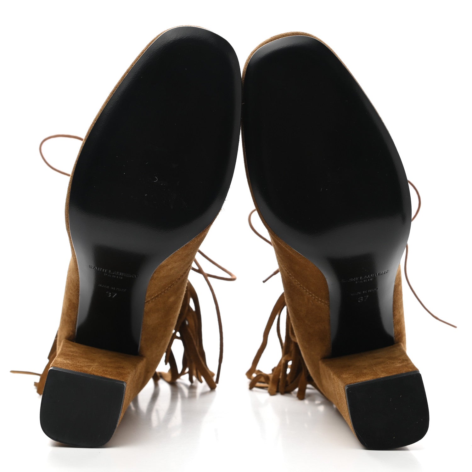 Saint Laurent Suede Babies 90 Fringe Ankle Boots 37 Light Tan 5 of 9