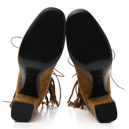 Saint Laurent Suede Babies 90 Fringe Ankle Boots 37 Light Tan 5 of 9