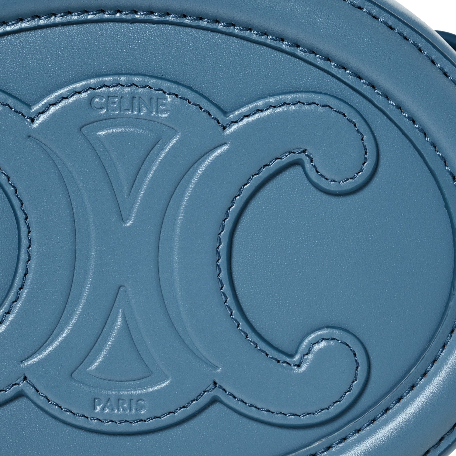 Celine Smooth Calfskin Cuir Small Triomphe Oval Crossbody Purse Denim 7 of 9
