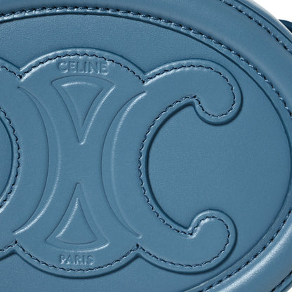 Celine Smooth Calfskin Cuir Small Triomphe Oval Crossbody Purse Denim 7 of 9