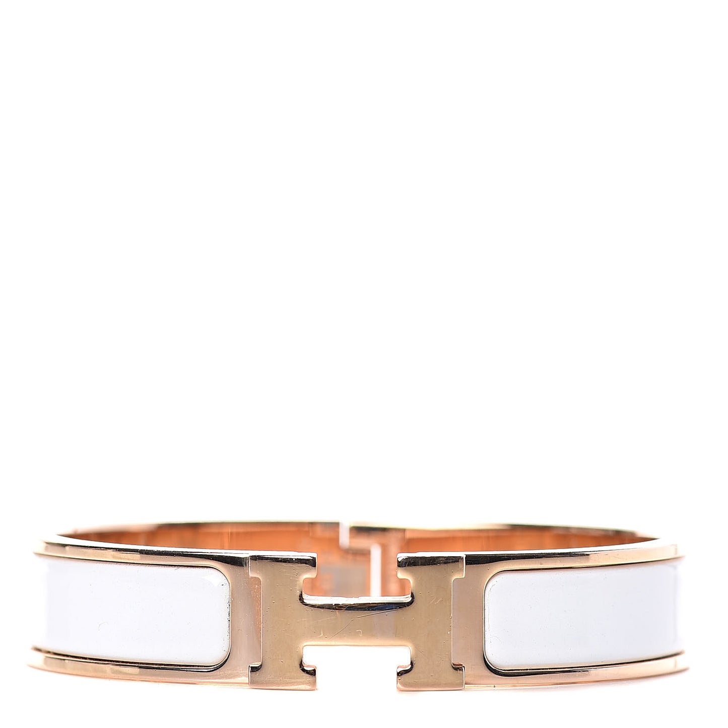 Enamel Narrow Clic Clac H Bracelet PM White