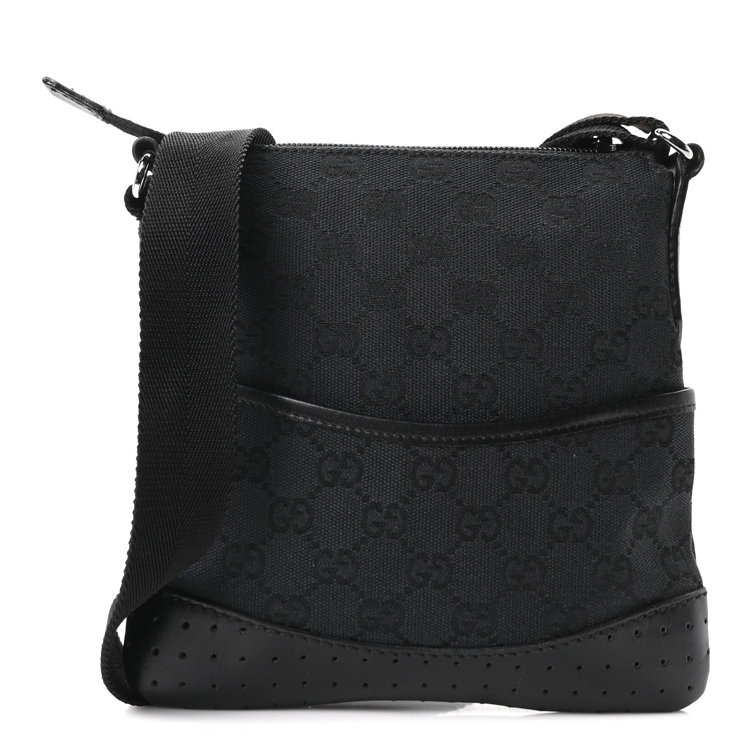 Gucci Monogram Small Perforated Messenger Black 1 of 10