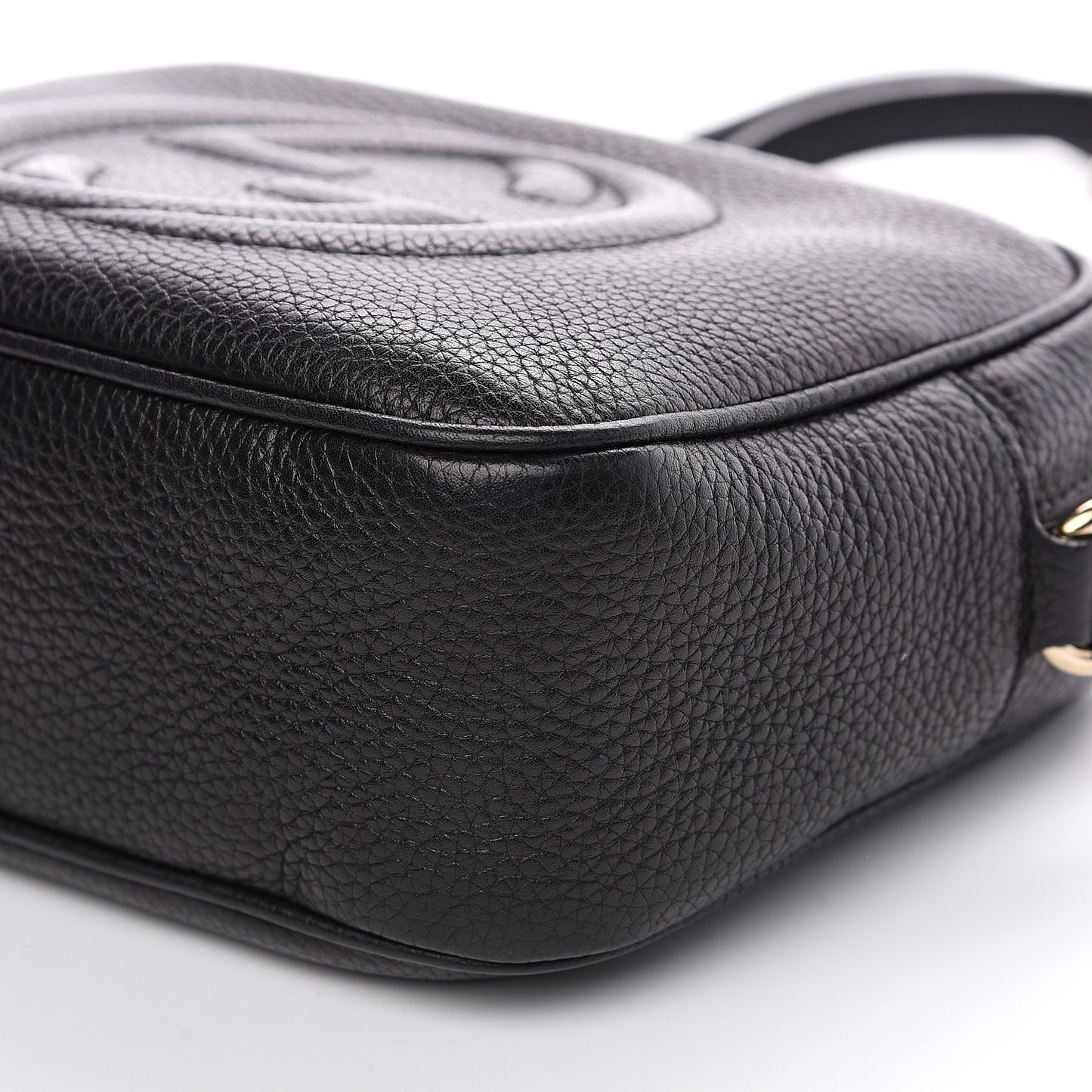 Pebbled Calfskin Small Soho Disco Bag Black