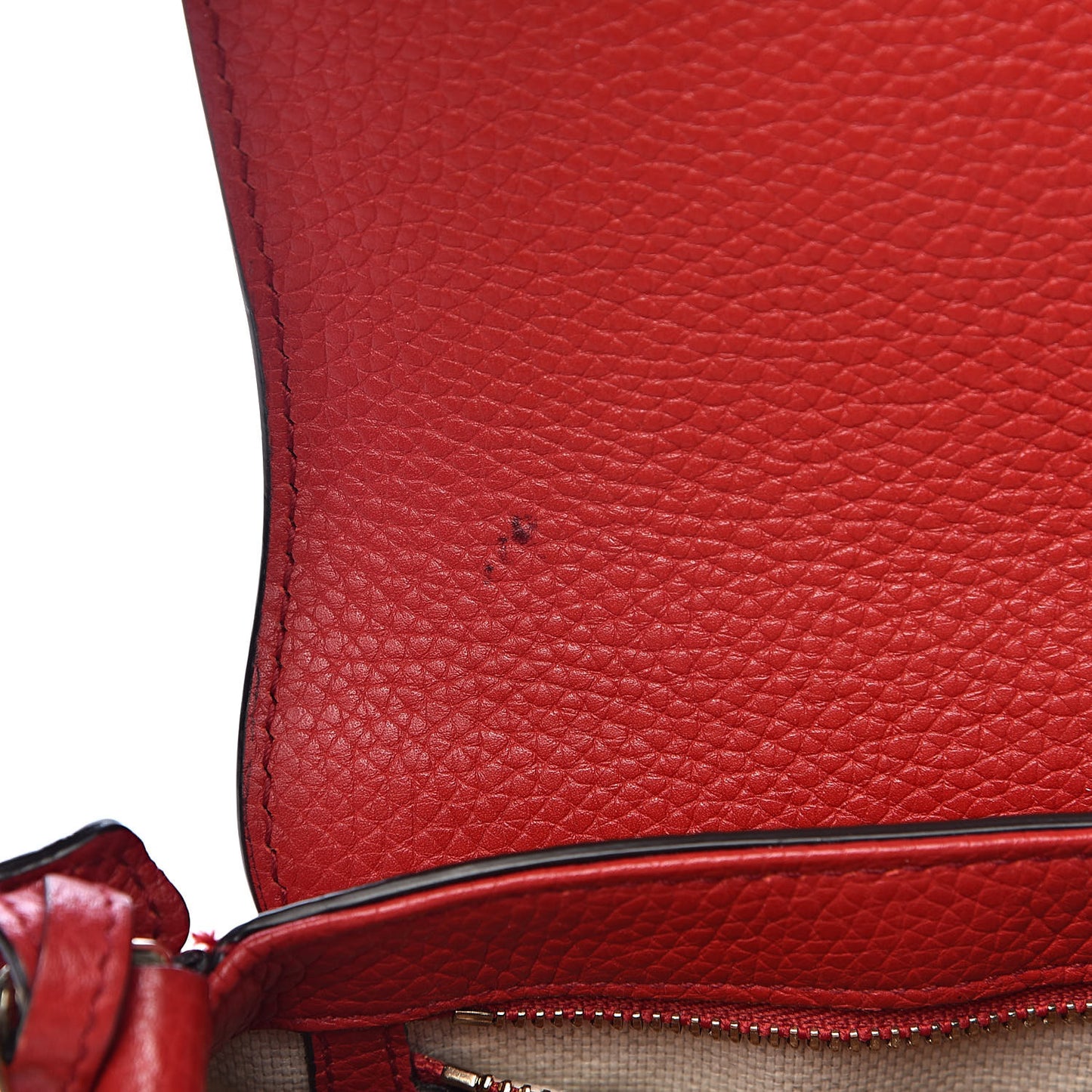 Pebbled Calfskin Medium Soho Flap Crossbody Red