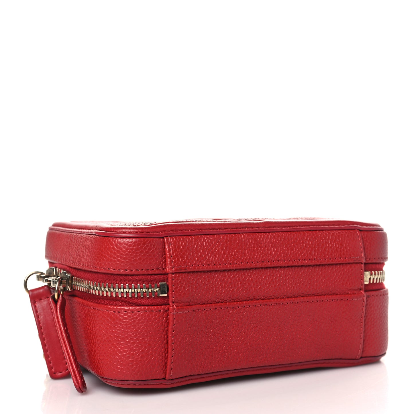 Caviar Quilted Small CC Filigree Vanity Case Red