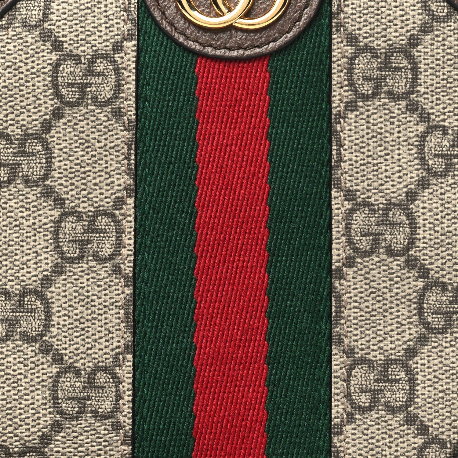 Gucci GG Supreme Monogram Web Ophidia Circle Wristlet Beige New Acero 8 of 10