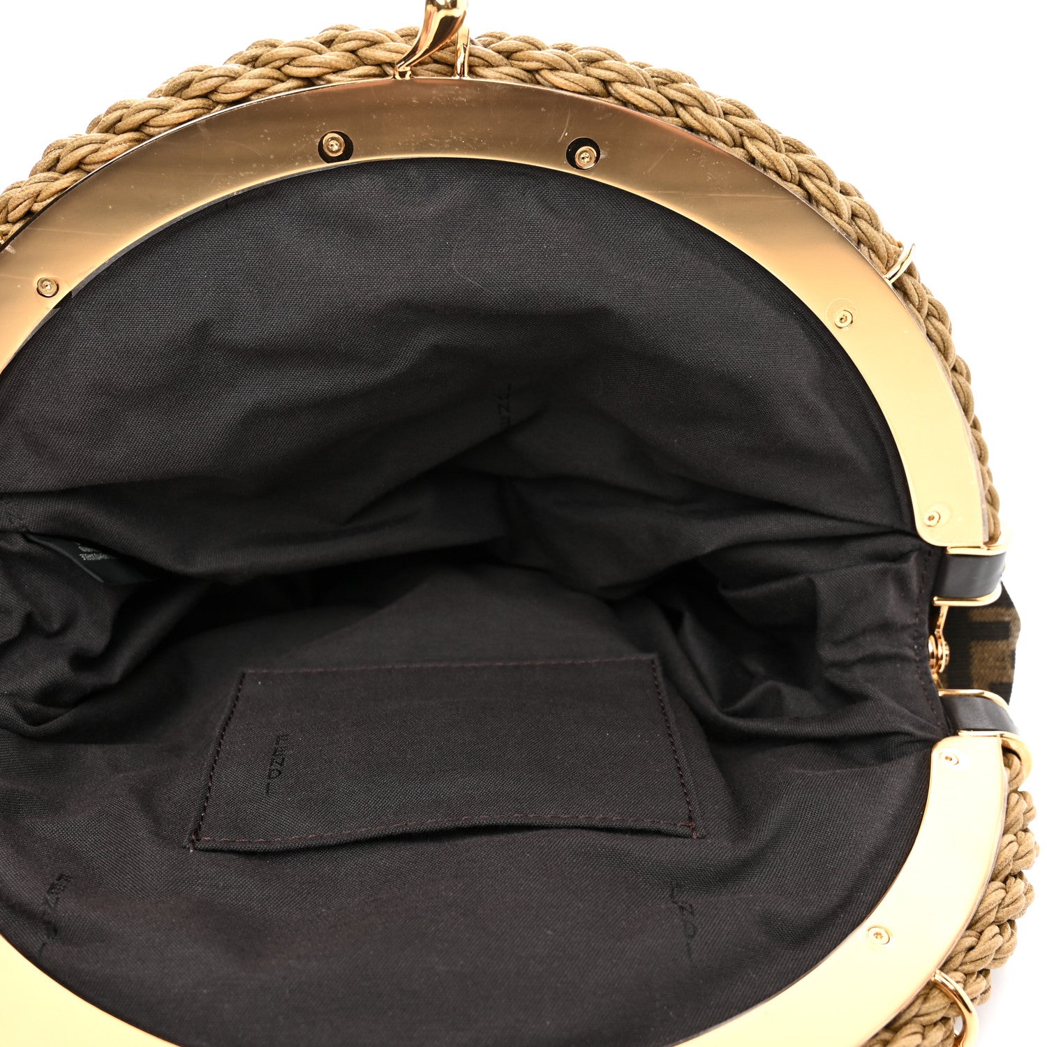 Fendi Fabric Jacquard FF Braided Shell Clutch Tobacco 5 of 11