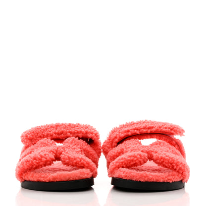 Hermes Woolskin Womens Chypre Sandals 36 Rose Du Desert 3 of 9