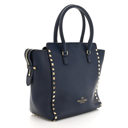 Valentino Garavani Vitello Rockstud Double Handle Tote Marine 3 of 10