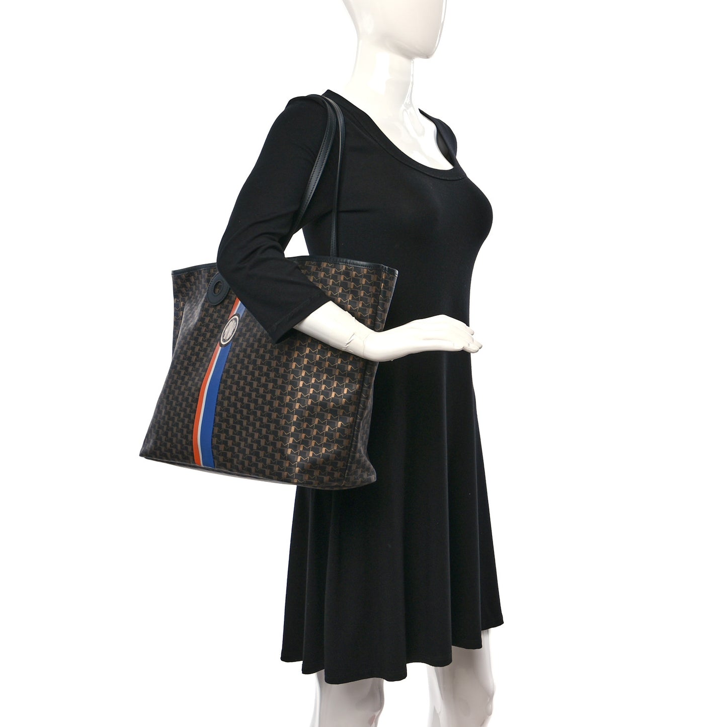 Grained Calfskin Canvas 1920 Oh! Tote Ruban GM Carbon Bronze