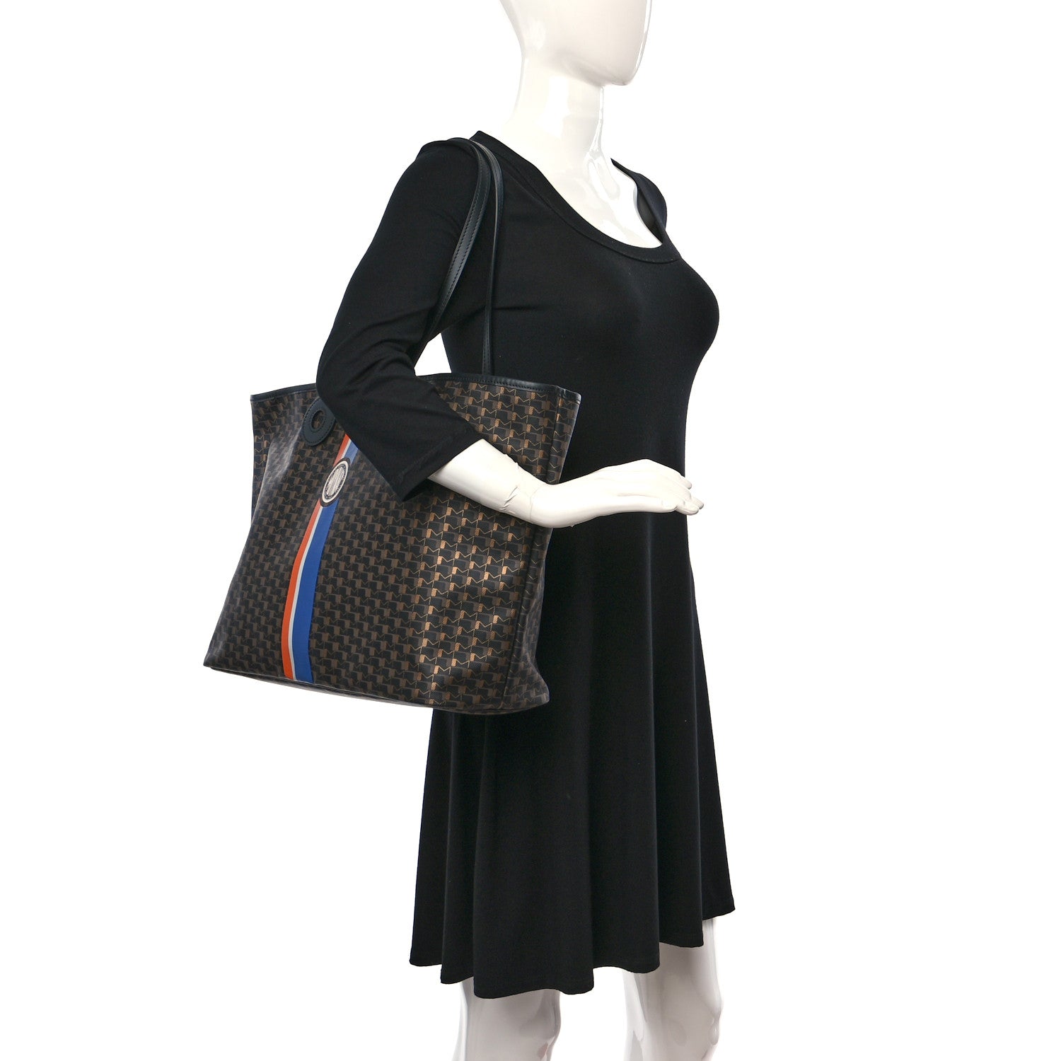 Moynat Grained Calfskin Canvas 1920 Oh! Tote Ruban GM Carbon Bronze 2 of 8