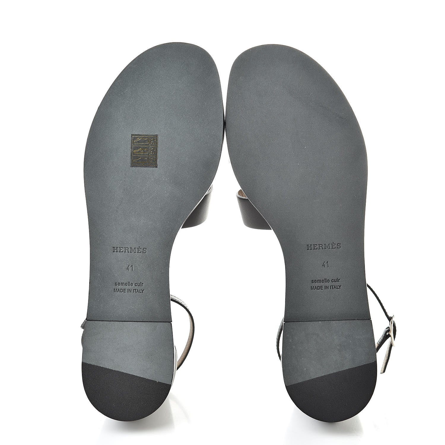 Hermes Calfskin Santorini Sandals 41 Black 5 of 8