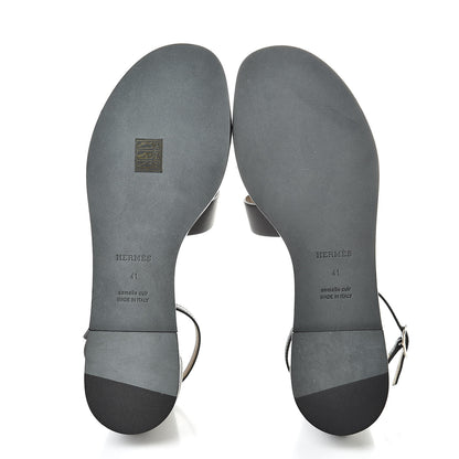 Hermes Calfskin Santorini Sandals 41 Black 5 of 8