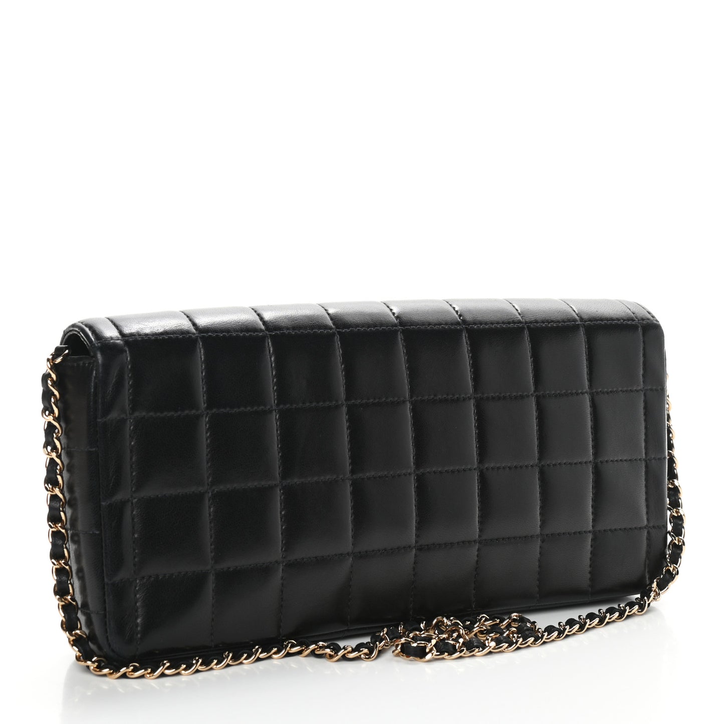 Lambskin East West Chocolate Bar Flap Black