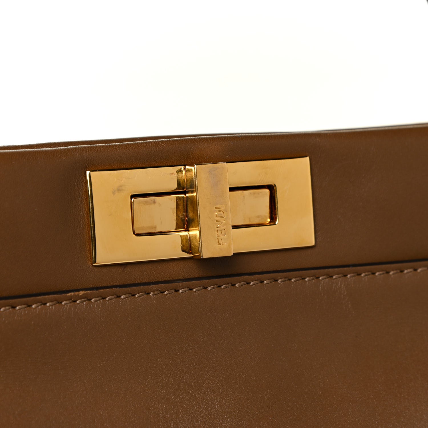 Fendi Vitello Morgan Fabric Jacquard Pequin Large Peekaboo Iconic Satchel Foresta Tobacco Black 14 of 26