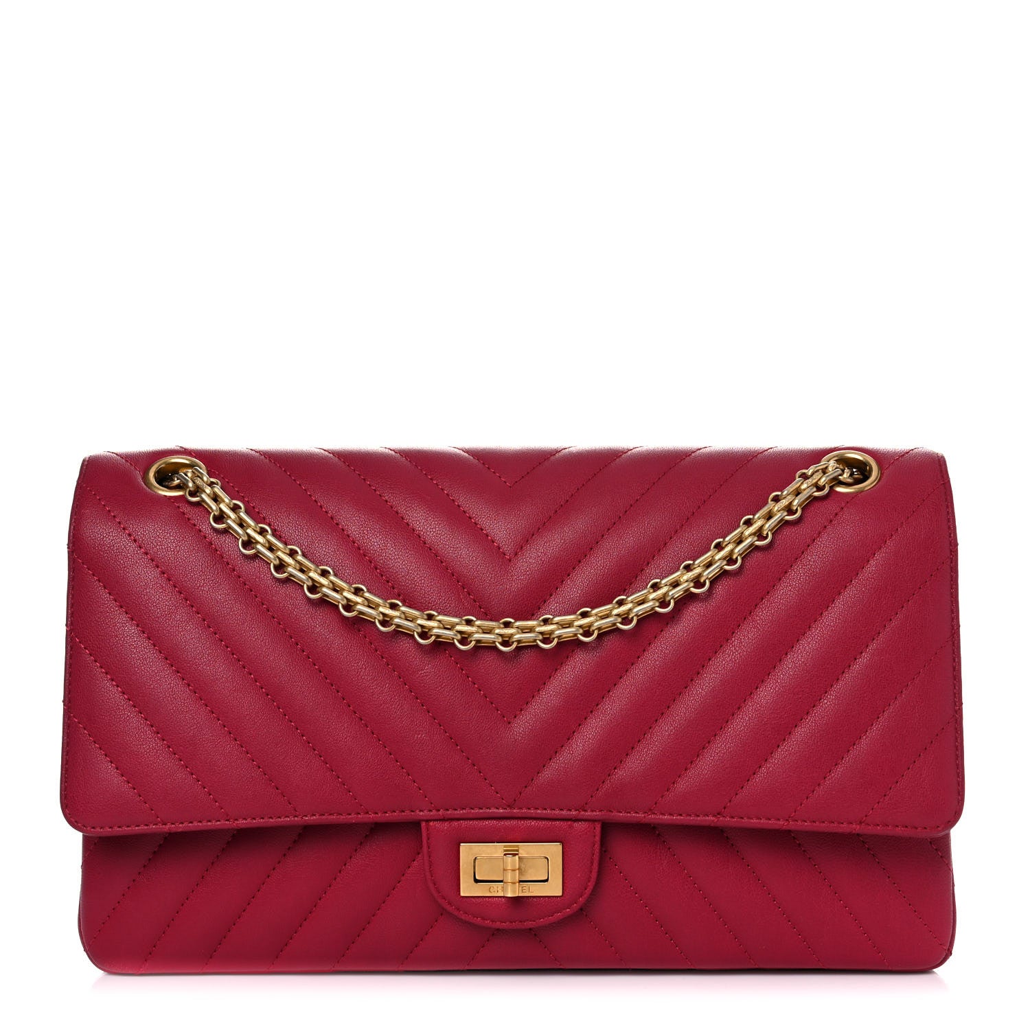 Chanel Sheepskin Chevron Quilted 2.55 Reissue 226 Flap Dark Pink 1 of 15