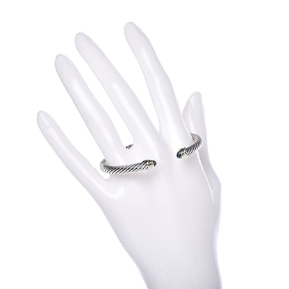 David Yurman Sterling Silver 14K Yellow Gold Blue Topaz 5mm Cable Classics Petite Color Bracelet 2 of 4