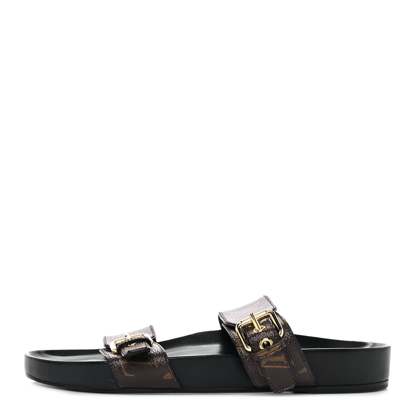 Patent Monogram Bom Dia Flat Mule Sandals 41 Black
