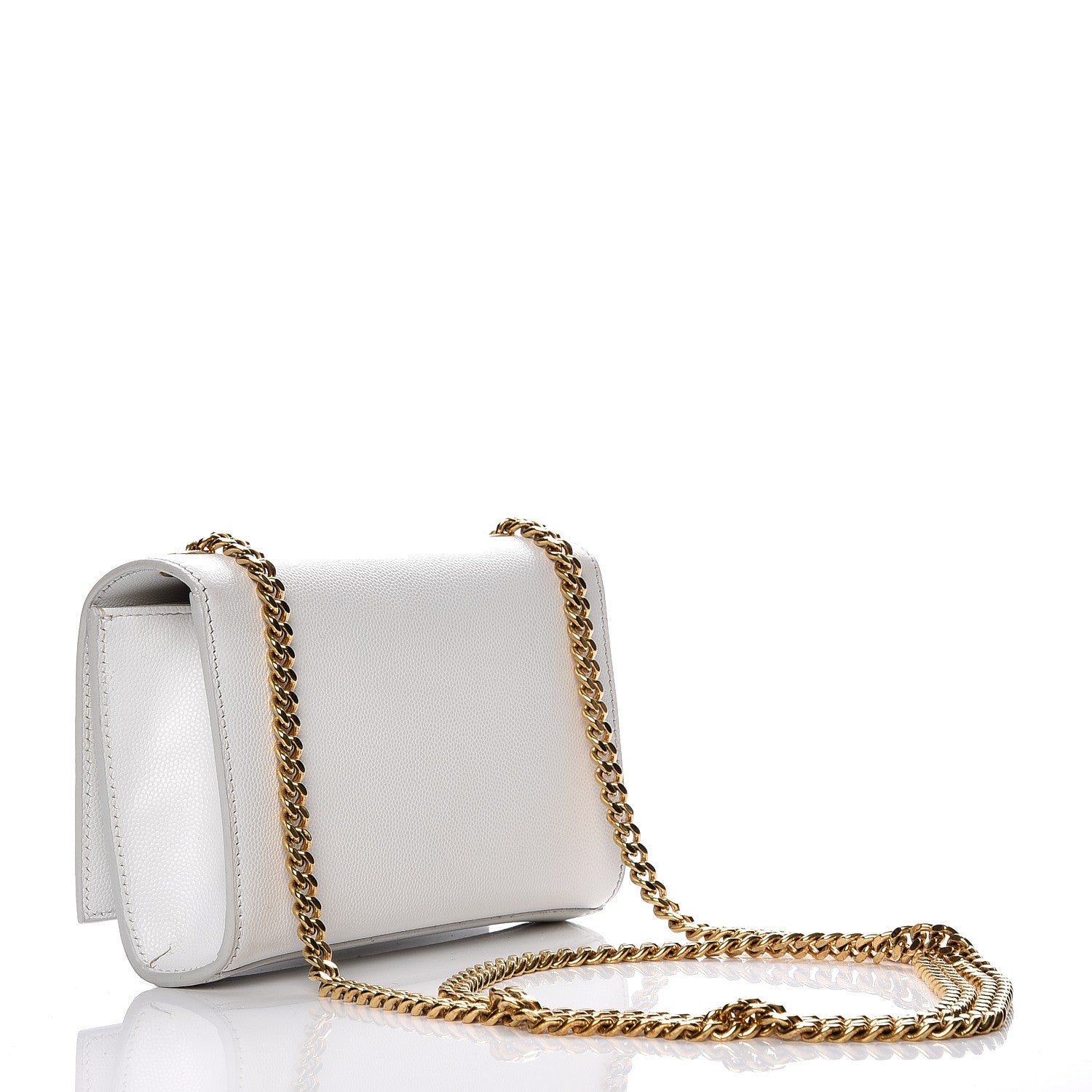 Saint Laurent Grain De Poudre Small Monogram Kate Satchel Optical White 3 of 10