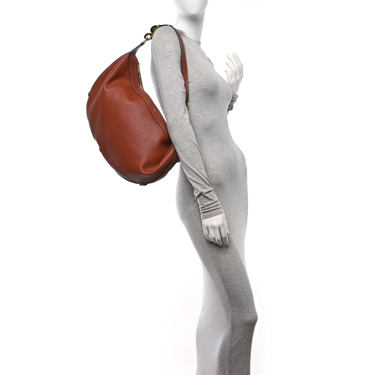 Supple Calfskin Medium Strap Leandre Shoulder Bag Brown