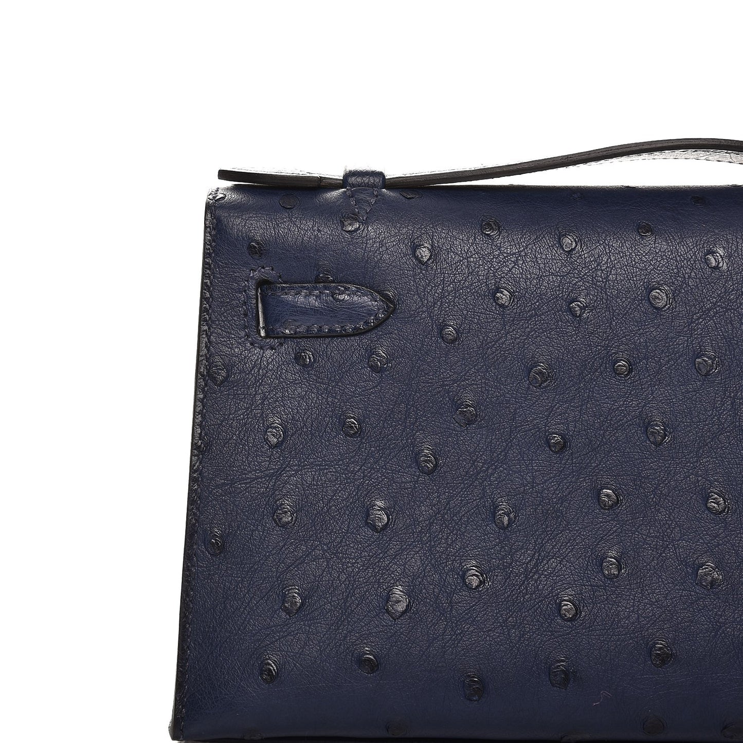 Ostrich Kelly Pochette Bleu Saphir
