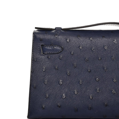Hermes Ostrich Kelly Pochette Bleu Saphir 18 of 27