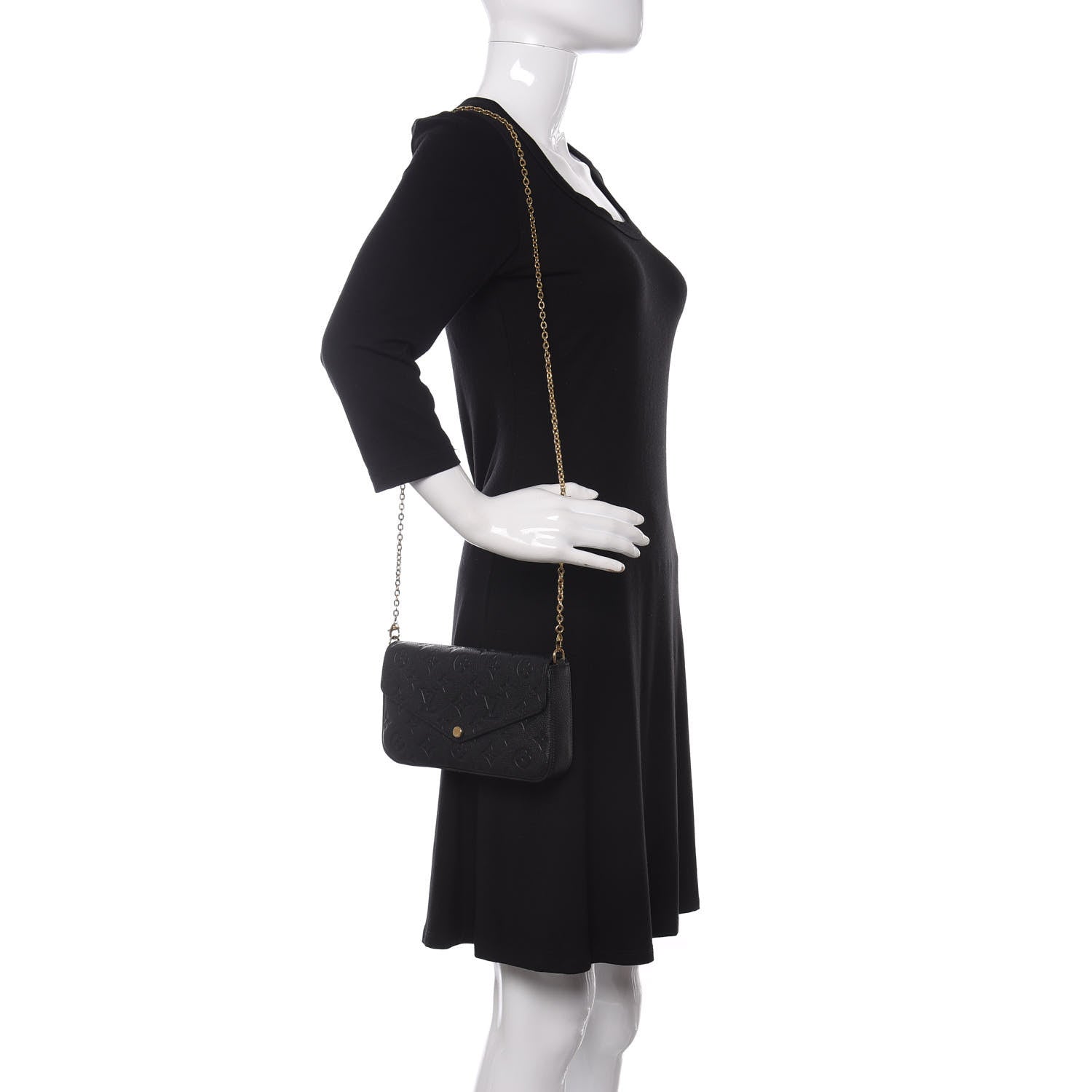 Louis Vuitton Empreinte Pochette Felicie Chain Wallet Black 2 of 10