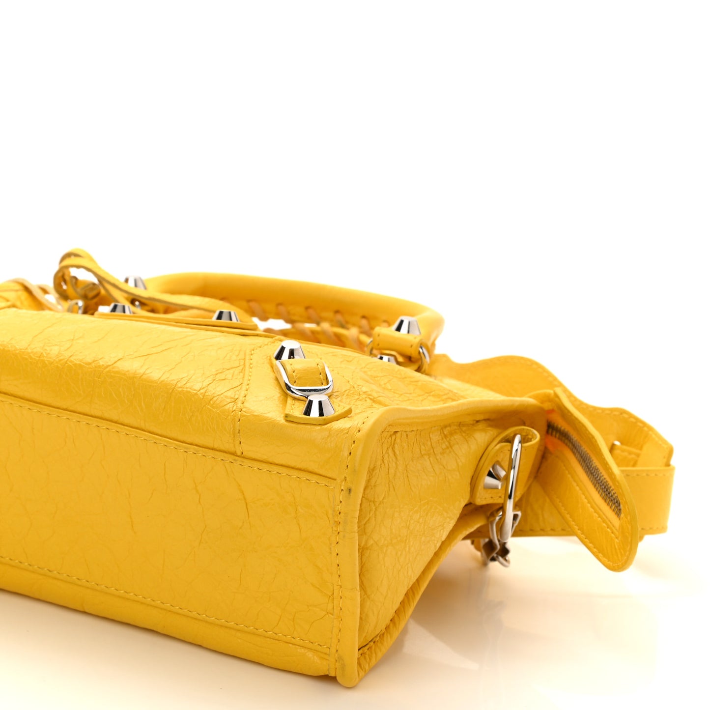 Agneau Classic Silver Hardware Mini City Yellow