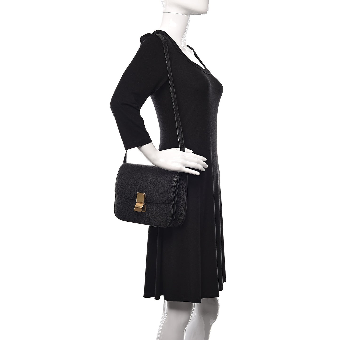 Goatskin Medium Classic Box Flap Bag Black