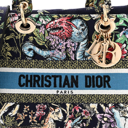 Christian Dior Canvas D-Constellation Embroidered Medium Lady D-Lite Bleu Multicolor 7 of 9