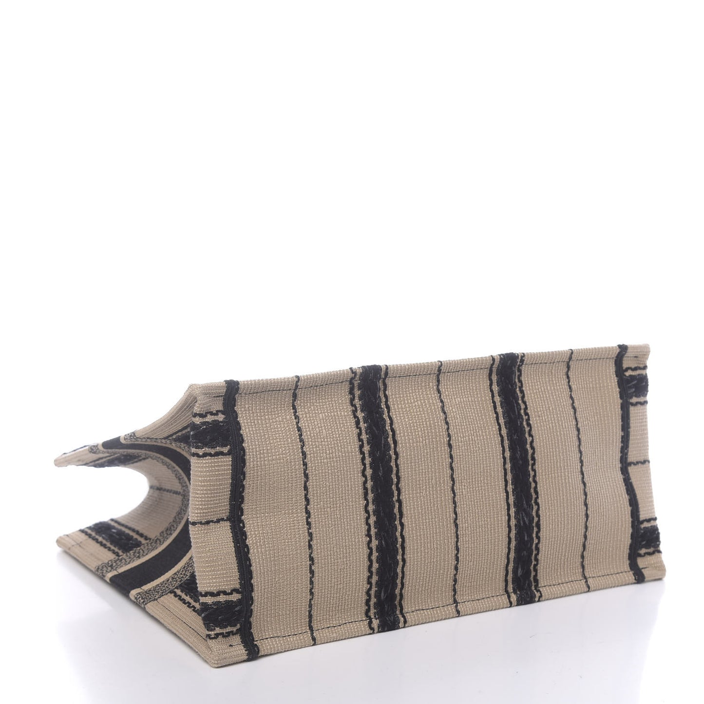 Canvas Embroidered Medium Bayadere Book Tote Black Beige