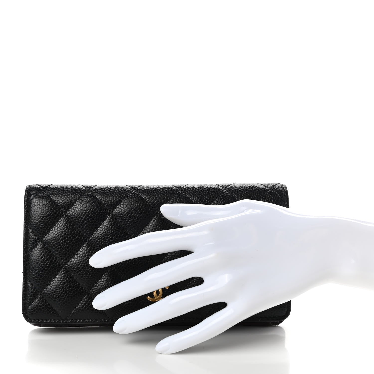 Chanel Caviar Quilted Yen Wallet Black 2 of 8