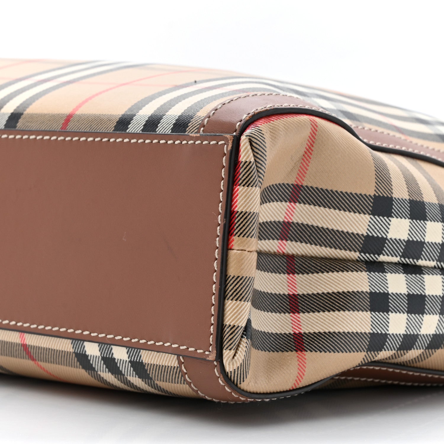 Burberry Vintage Check Calfskin Kane Tote Bag Beige Brown 8 of 18