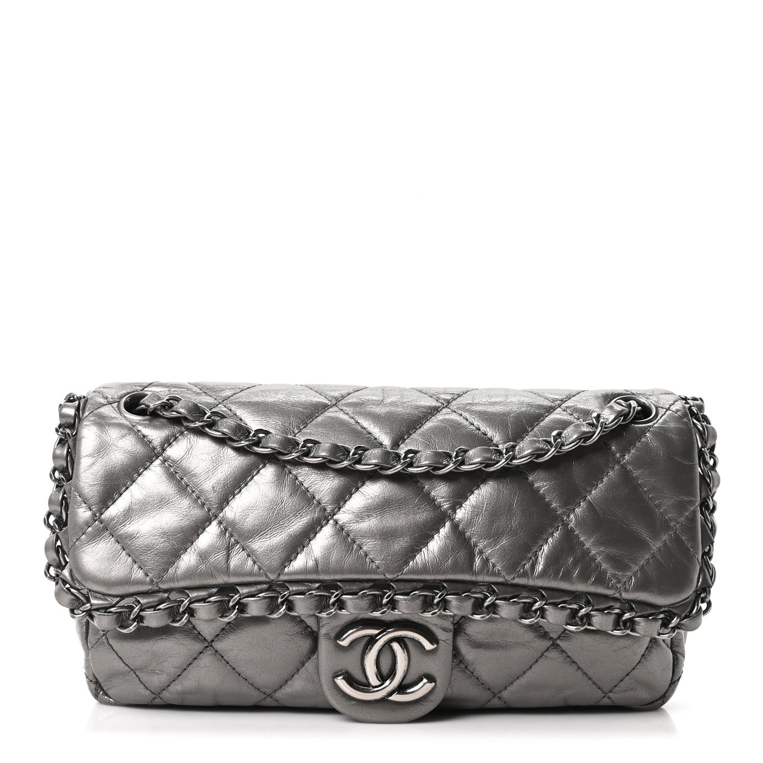 Chanel Metallic Calfskin Quilted Medium Chain Me Flap Grey 1 of 10