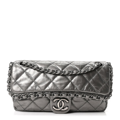 Chanel Metallic Calfskin Quilted Medium Chain Me Flap Grey 1 of 10