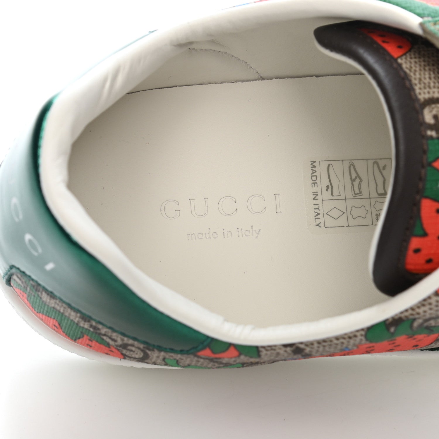 Gucci GG Supreme Monogram Strawberry Web Womens Ace Sneakers 35.5 Beige Multicolor Red Green 7 of 8