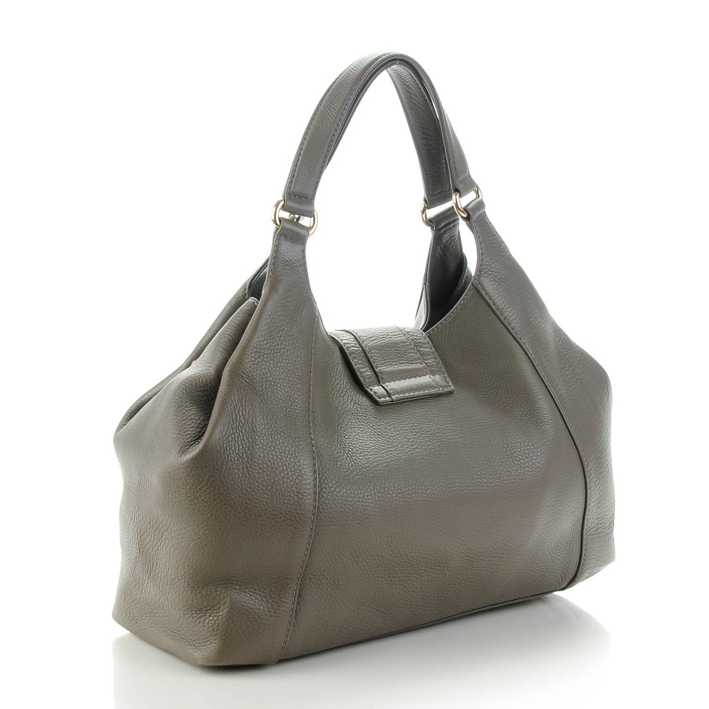 Pebbled Calfskin Medium Greenwich Shoulder Bag Light Grey