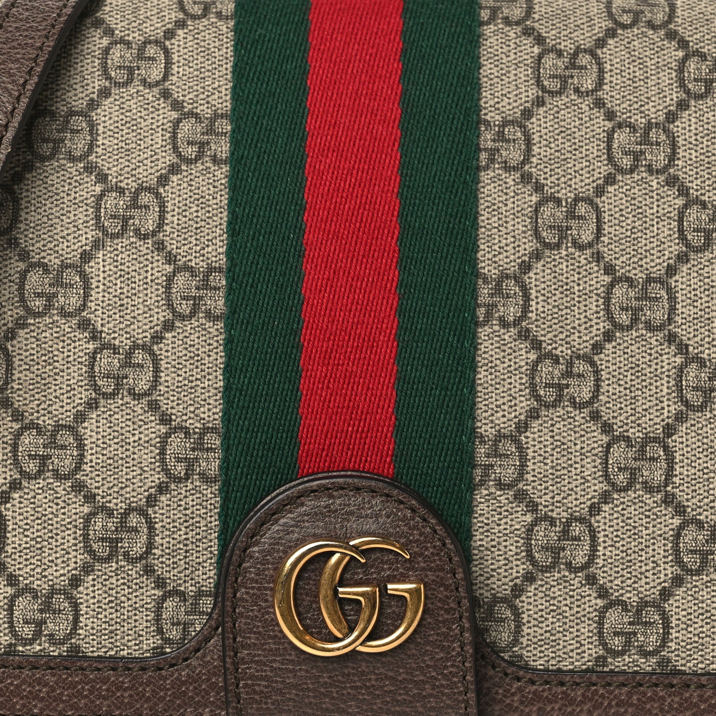 GG Supreme Monogram Web Ophidia Flap Messenger Bag Beige New Acero