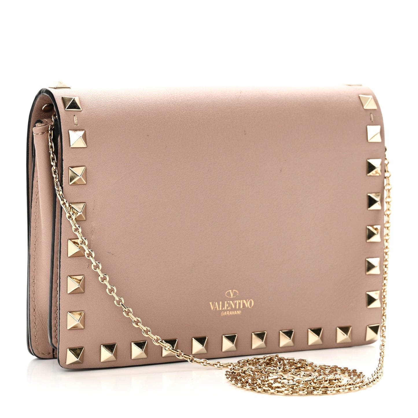 Vitello Rockstud Wallet on Chain Poudre