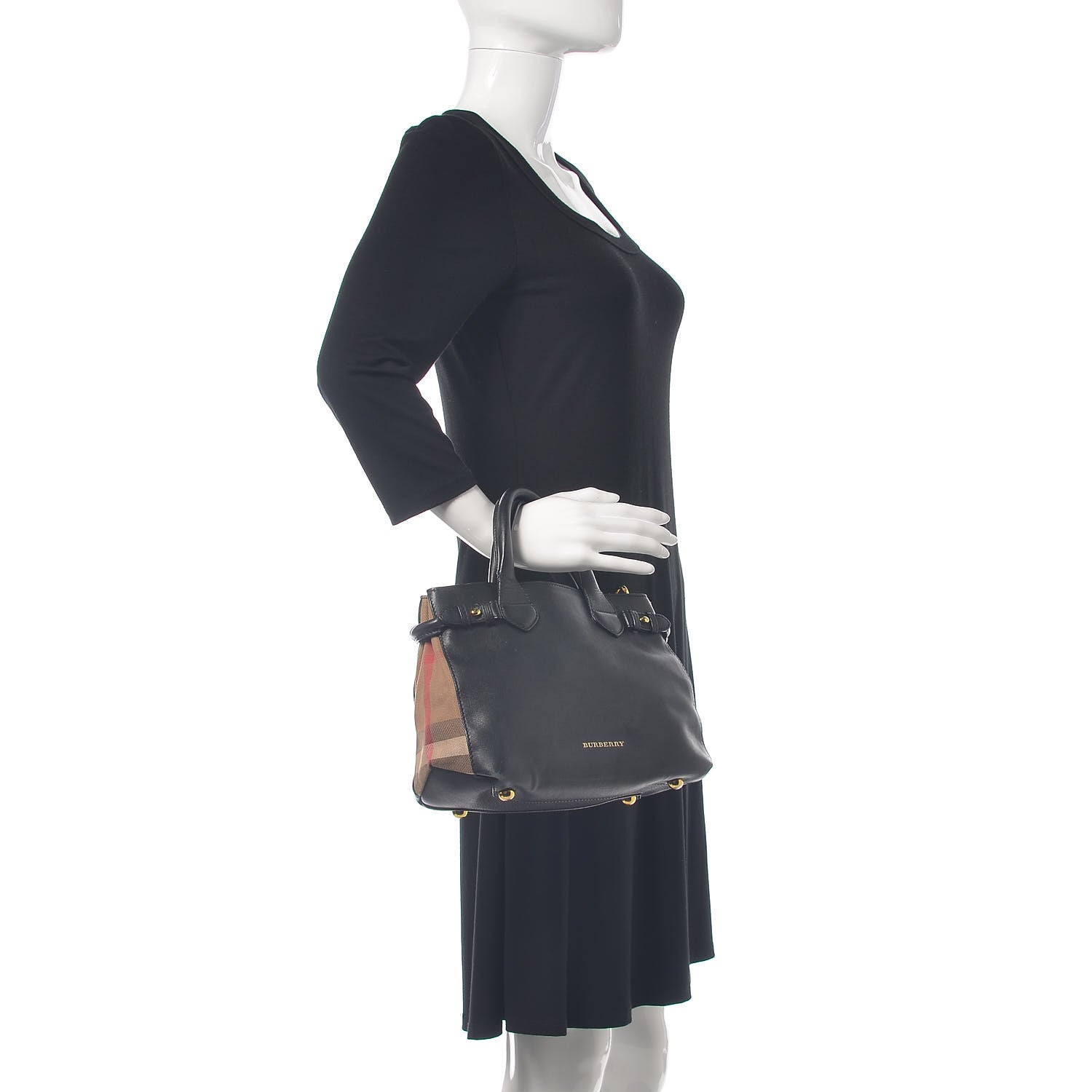 Burberry Smooth Calfskin House Check Baby Banner Tote Black 3 of 22