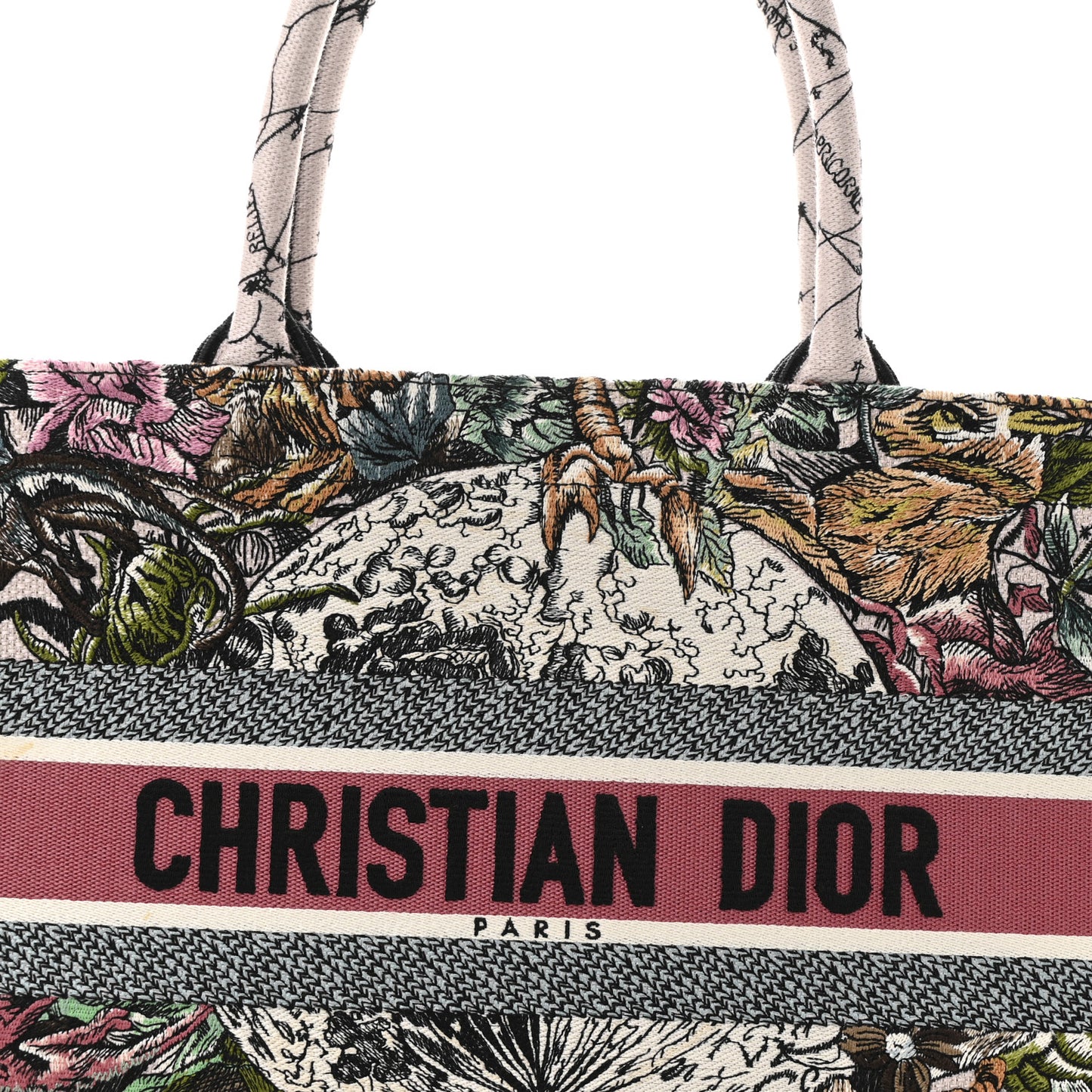 Canvas Embroidered Medium Zodiac Book Tote Latte Multicolor